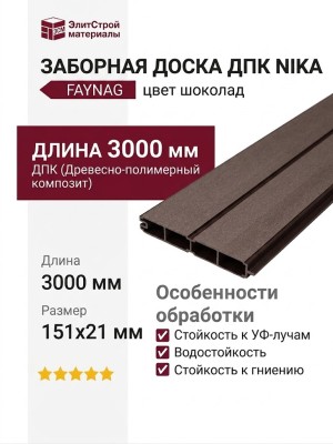 Заборная доска FAYNAG ДПК NIKA цвет шоколад