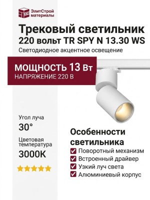 Трековый светильник 220 вольт TR SPY N 13.30 WS