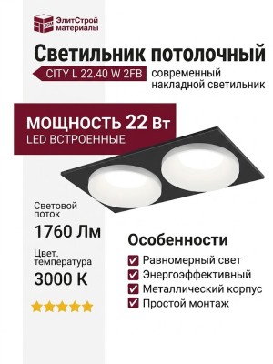 Светильник потолочный CITY L 22.40 W 2FB