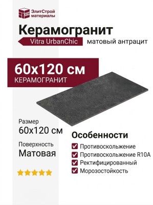 Vitra UrbanChic Антрацит Матовый R10a 60x120 K958014R0001VTER