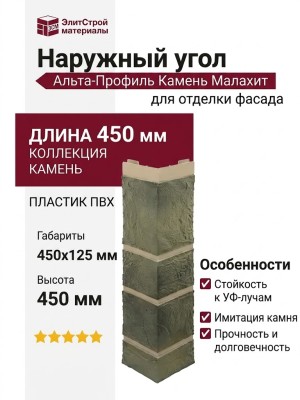 Наружный угол Альта-Профиль Камень Малахит
