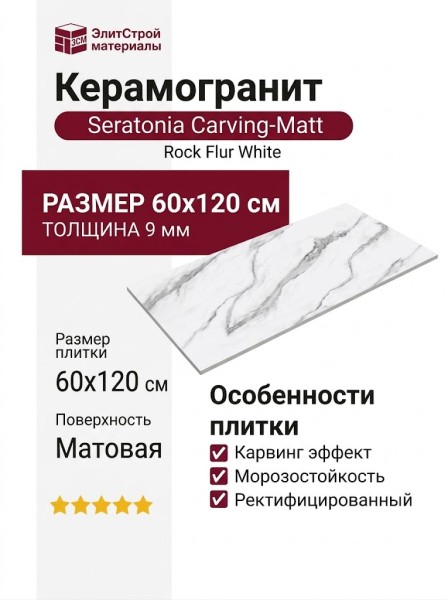 Seratonia Carving-Matt Rock Flur White 60x120 SYFW