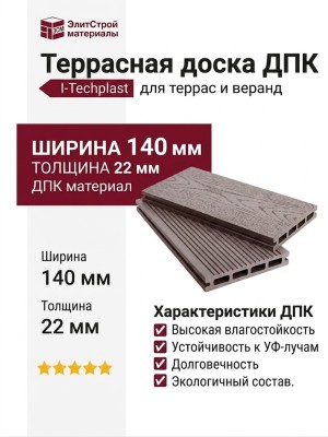 Террасная доска ДПК I-Techplast 140*22мм Шоколад
