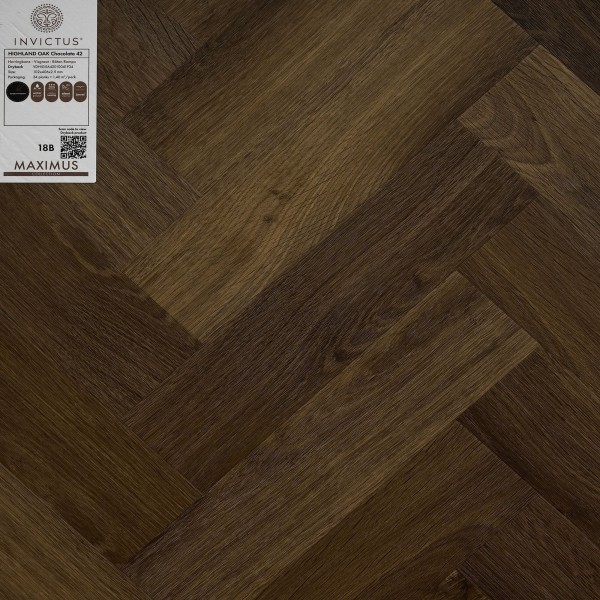 Кварцвиниловая плитка Invictus коллекция Maximus DryBack 42 Highland Oak Chocolate