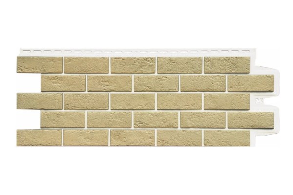 Фасадная панель Grand Line, Состаренный кирпич Design Plus, Ваниль с белым швом.