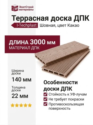 Террасная доска ДПК I-Techplast 140*22мм Какао