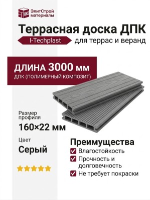 Террасная доска ДПК I-Techplast 160*22мм Серый