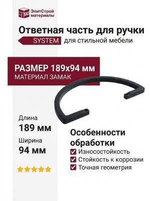 Ответная часть для ручки SYSTEM SY4700 0096 AL6, материал Замак, цвет Чёрный, отделка Черный, 189*94*8 мм
