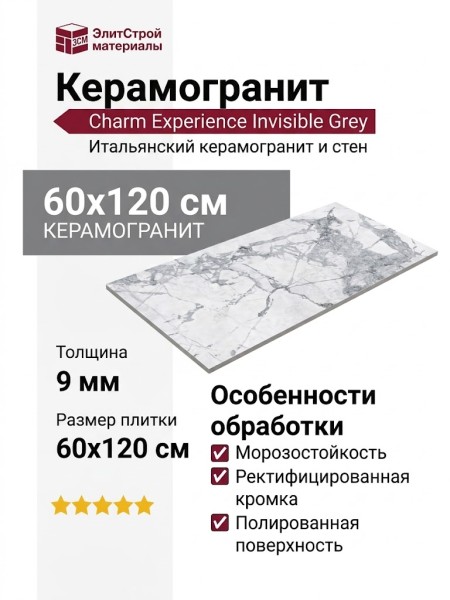 Impronta Italgraniti Charm Experience Invisible Grey Sq. 60x120 CH04BA