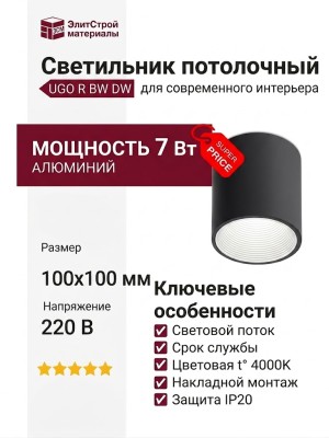 Светильник потолочный UGO R BW DW