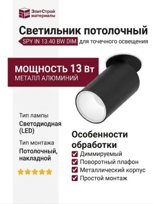 Светильник потолочный SPY IN 13.40 BW DIM