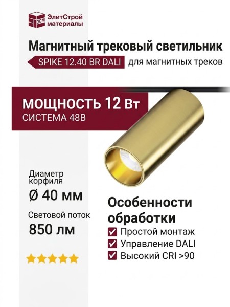 Магнитный трековый светильник SPIKE 12.40 BR DALI