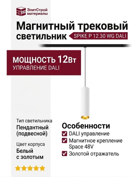 Магнитный трековый светильник SPIKE P 12.30 WG DALI
