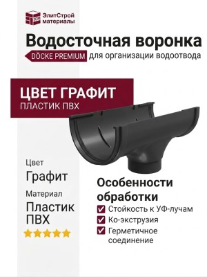 Водосточная воронка Docke Premium, цвет графит