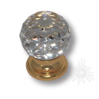 Ручка кнопка 9932-100, материал Замак, отделка Золото Кристаллы Swarovski, 30*40 мм