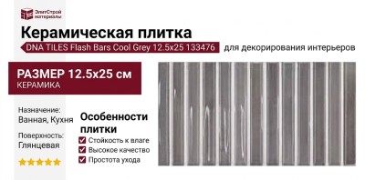 DNA TILES Flash Bars Cool Grey 12.5x25 133476