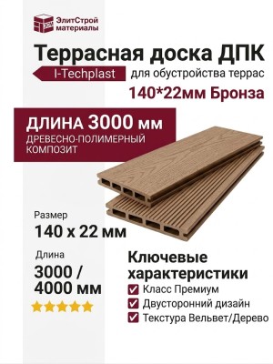 Террасная доска ДПК I-Techplast 140*22мм Бронза