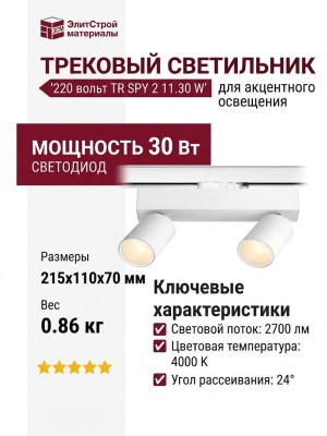 Трековый светильник 220 вольт TR SPY 2 11.30 W