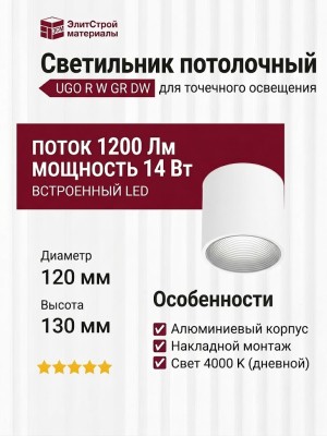 Светильник потолочный UGO R W GR DW