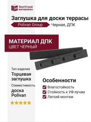 Заглушка для доски террасы Polivan Group, Черная