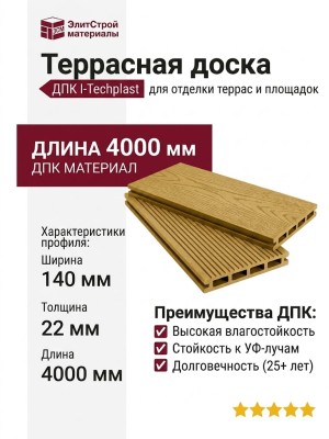 Террасная доска ДПК I-Techplast 140*22мм Золотой