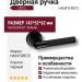 Дверная ручка на круглой розетке HA247LRO12 AL6 LEO-L, материал Замак, отделка Черный, 143*52*62 мм