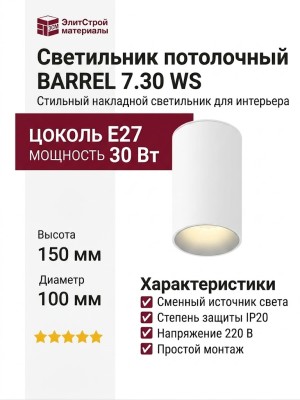Светильник потолочный BARREL 7.30 WS