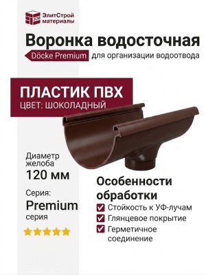 Воронка водосточная Docke Premium, цвет Шоколадный.