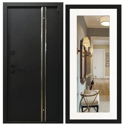 Дверь входная «Стальной Дуэт», внутренняя панель НШ-9/2 (молочный софт)