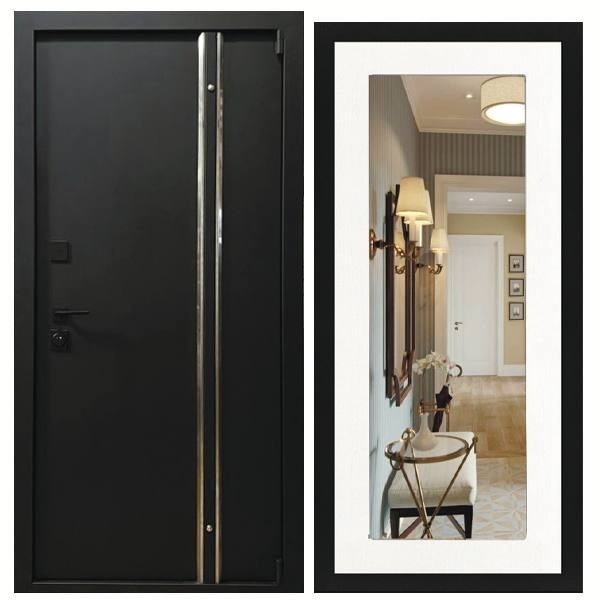 Дверь входная «Стальной Дуэт», внутренняя панель НШ-9/2 (молочный софт)