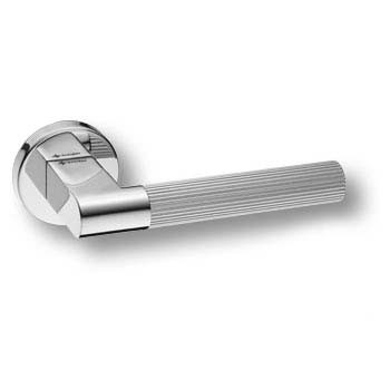 Дверная ручка на круглой розетке HA247LRO12 CR LEO-L, материал Замак, отделка Хром, 143*52*62 мм