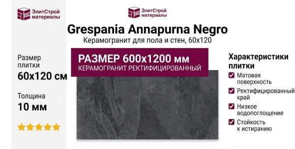 Grespania Annapurna Negro 60x120 44NN99R