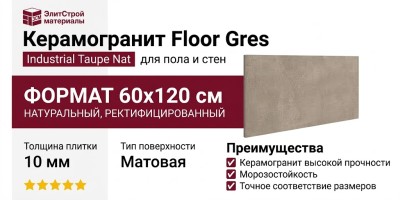 Floor Gres Industrial Taupe Nat 60x120 738819
