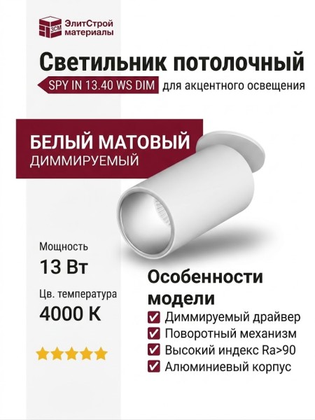 Светильник потолочный SPY IN 13.40 WS DIM