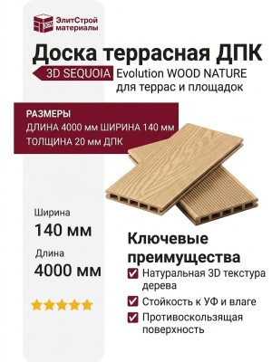 Доска террасная ДПК 3D SEQUOIA Evolution WOOD NATURE