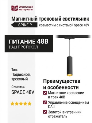 Магнитный трековый светильник SPIKE P 12.30 BG DALI