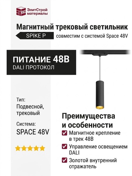 Магнитный трековый светильник SPIKE P 12.30 BG DALI