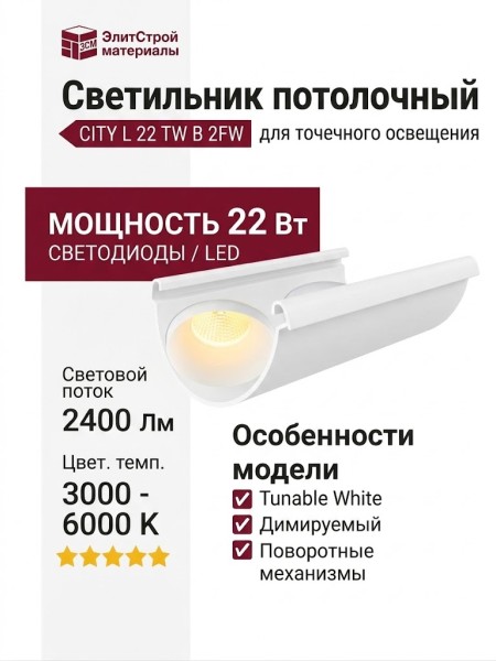 Светильник потолочный CITY L 22 TW B 2FW