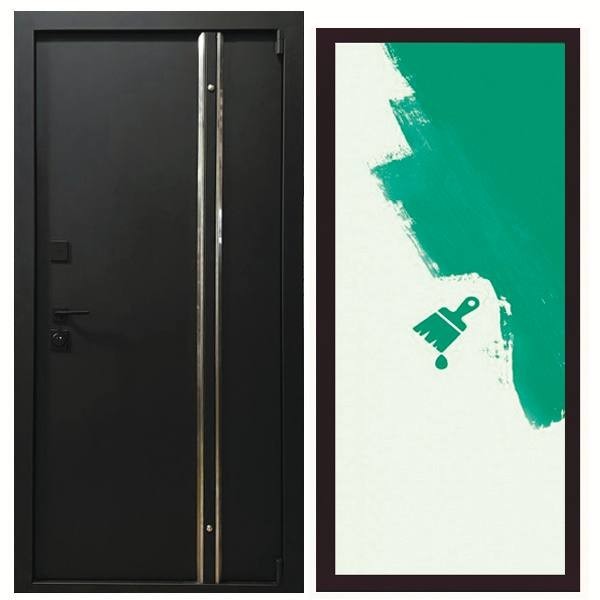 Дверь входная «Стальной Дуэт», внутренняя панель грунт (под покраску)