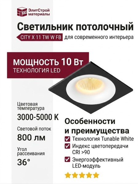 Светильник потолочный CITY X 11 TW W FB