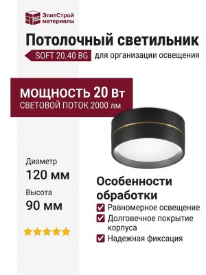 Светильник потолочный SOFT 20.40 BG
