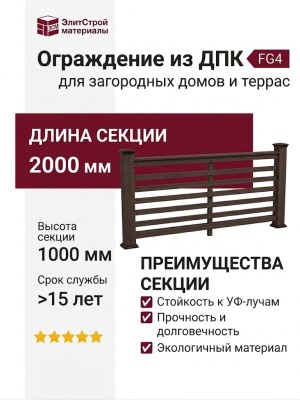 Ограждение из ДПК FG4 в цвете венге
