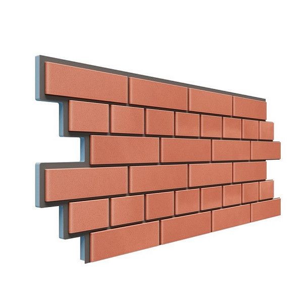 Фасадная термопанель Доломит с эффектом кирпича 20мм Красный