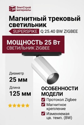 Магнитный трековый светильник SUPERSPIKE Q 25.40 BW ZIGBEE