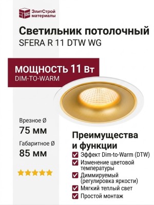 Светильник потолочный SFERA R 11 DTW WG
