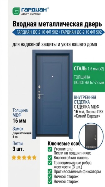 Входная металлическая дверь ДС 2  16 ФЛ 502
