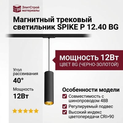 Магнитный трековый светильник SPIKE P 12.40 BG