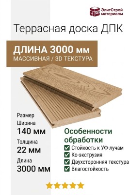 Террасная доска ДПК I-Techplast МАССИВ 3D NEW Какрмель