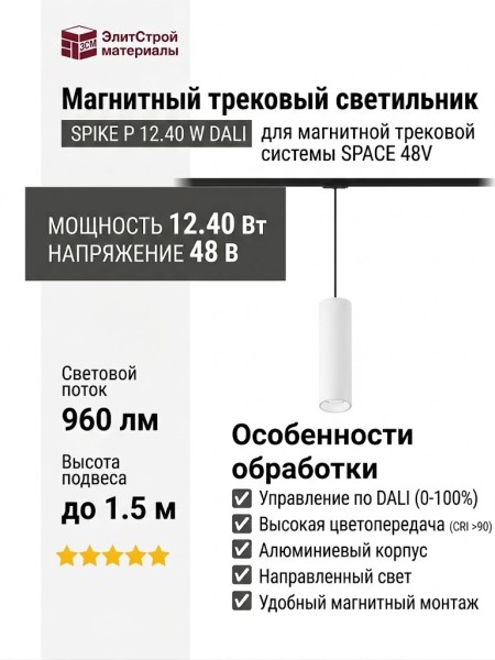 Магнитный трековый светильник SPIKE P 12.40 W DALI