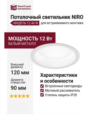 Светильник потолочный NIRO 12.40 W